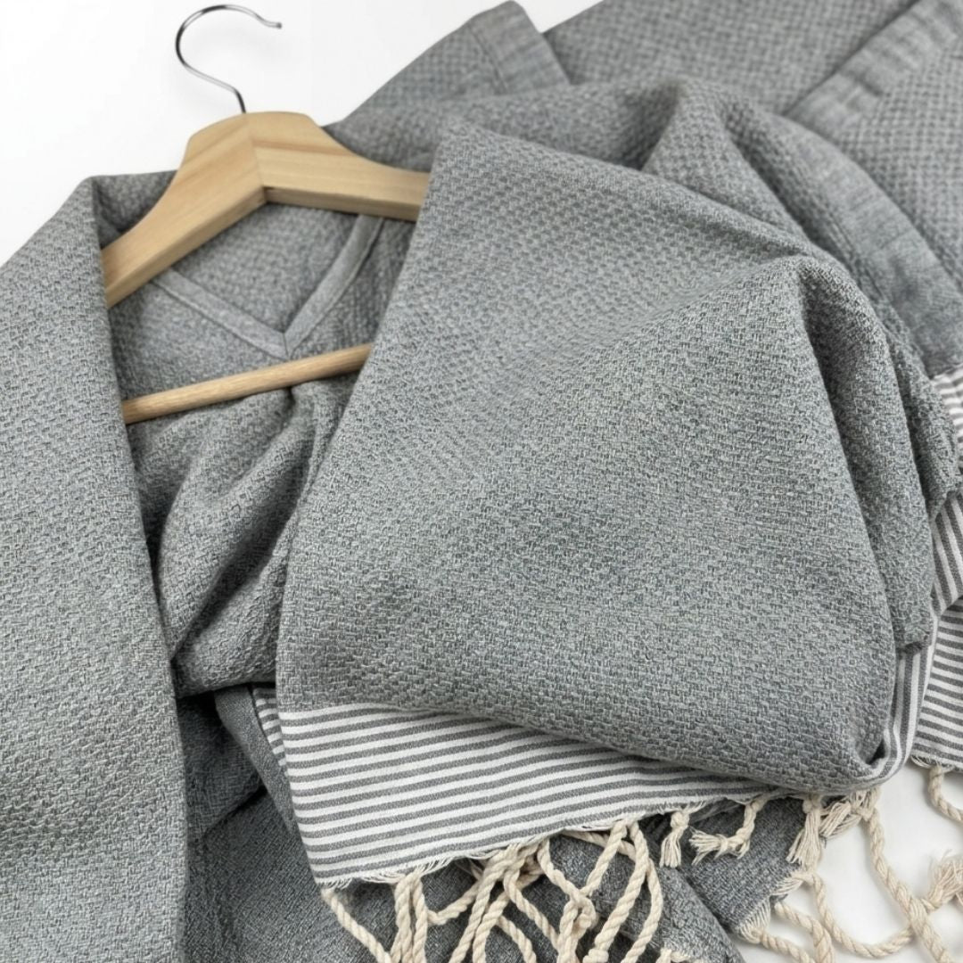 Ocean Breeze Cover-Ups Honeycomb Poncho Grey