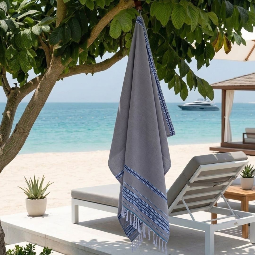 Spirit Amazigh Grey Beach Towel