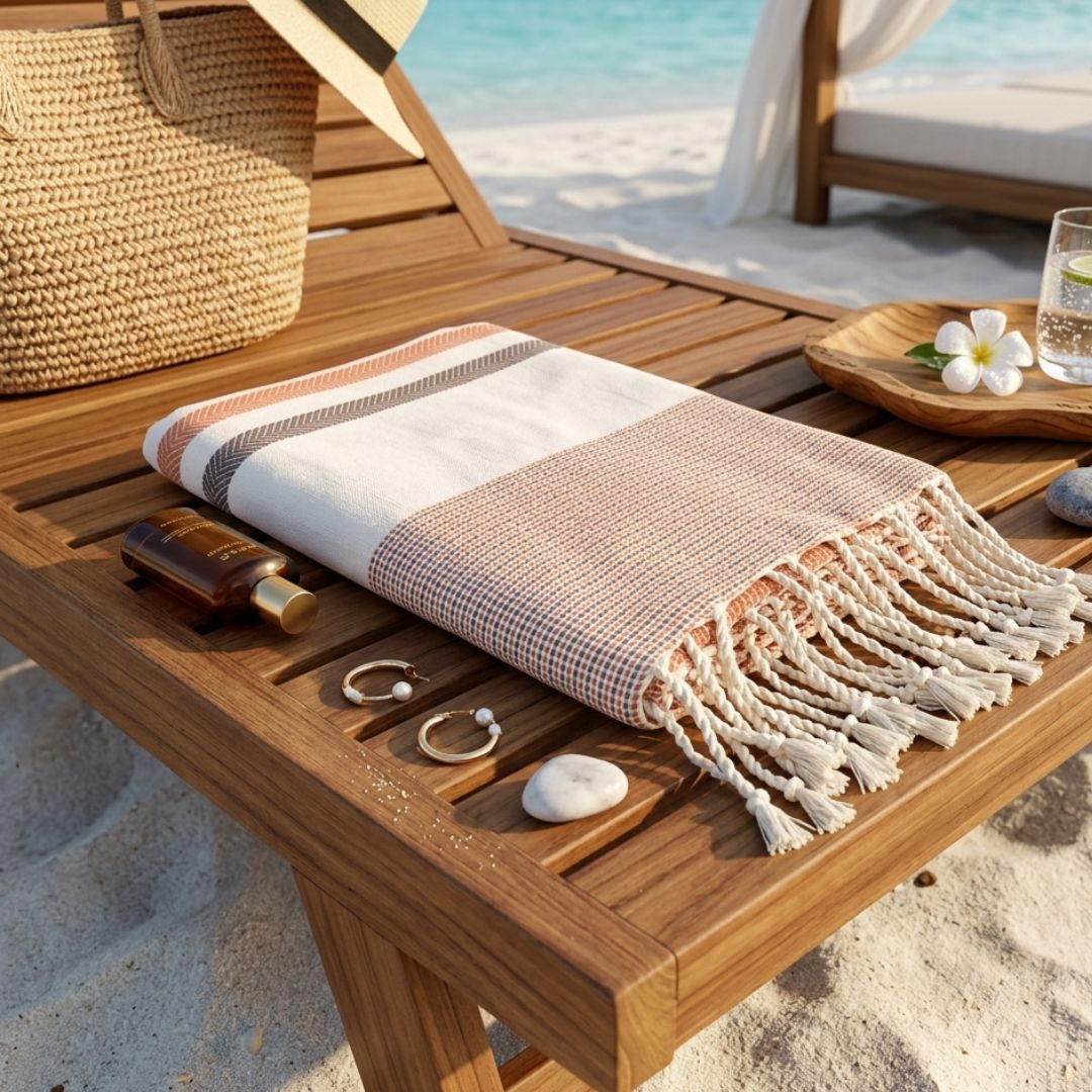 Wavelux Beach Towel Orange Grey