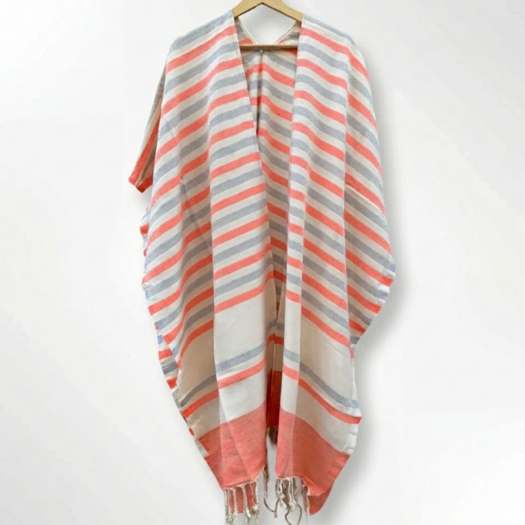 Ocean Breeze Cover-Ups Wavelux Poncho Grey Orange