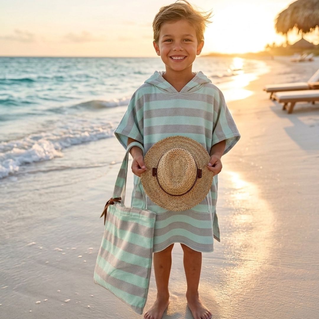 Kids Ocean Breeze Cover-Ups  Green Grey  + Beach Bag
