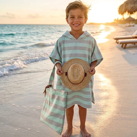Kids Ocean Breeze Cover-Ups  Green Grey  + Beach Bag