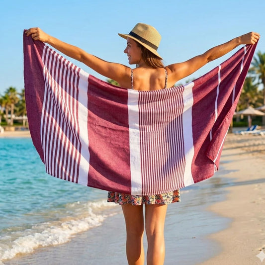 The Line Beach towel Red Bordeau