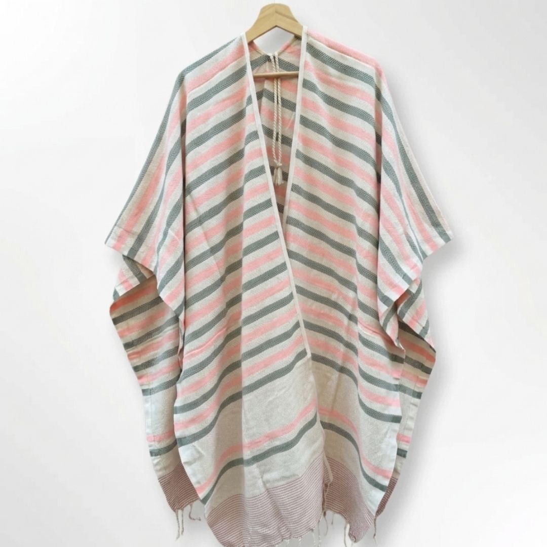 Ocean Breeze Cover-Ups Wavelux Poncho Light Pink Grey