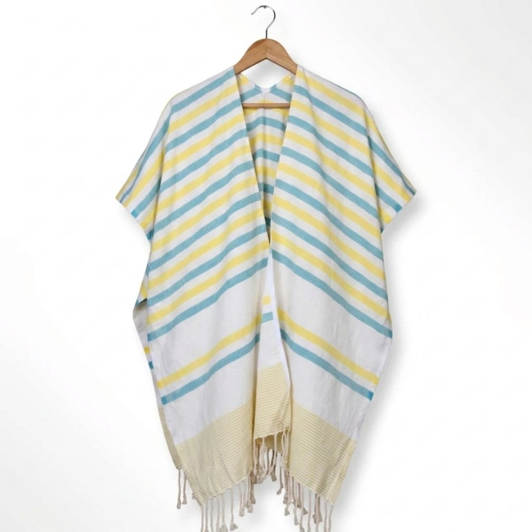 Ocean Breeze Cover-Ups Wavelux Poncho Blue Yellow