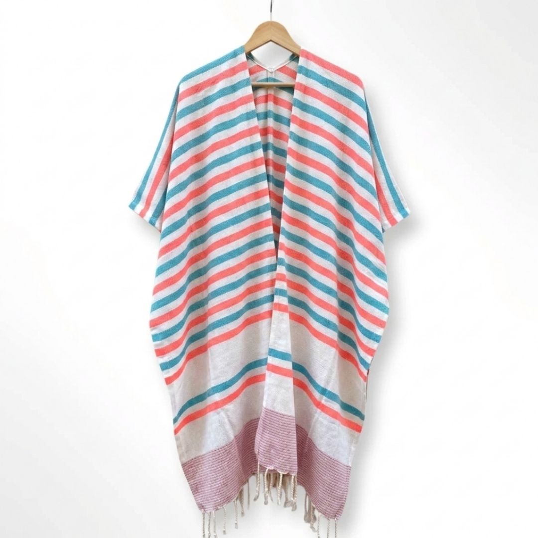 Ocean Breeze Cover-Ups Wavelux Poncho Orange Blue