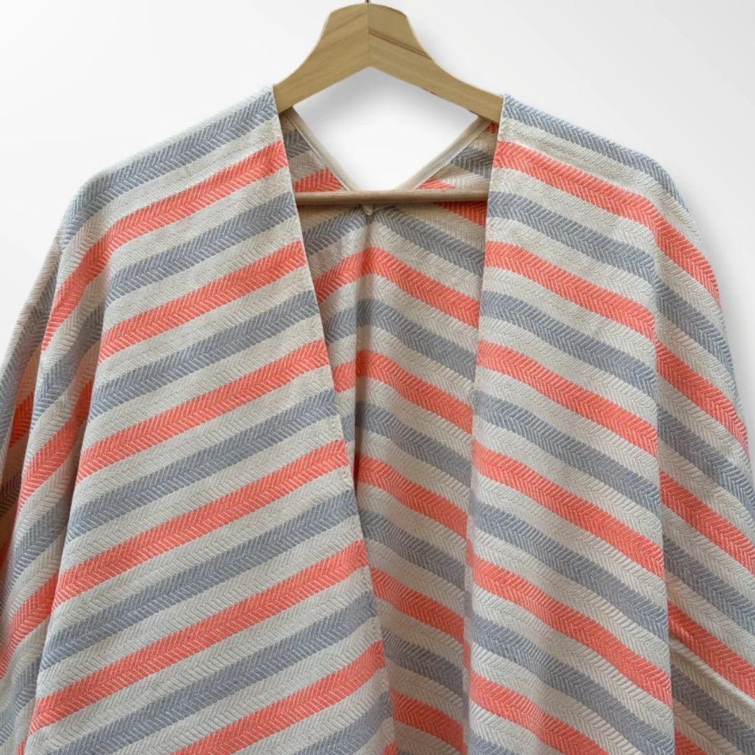 Ocean Breeze Cover-Ups Wavelux Poncho Grey Orange