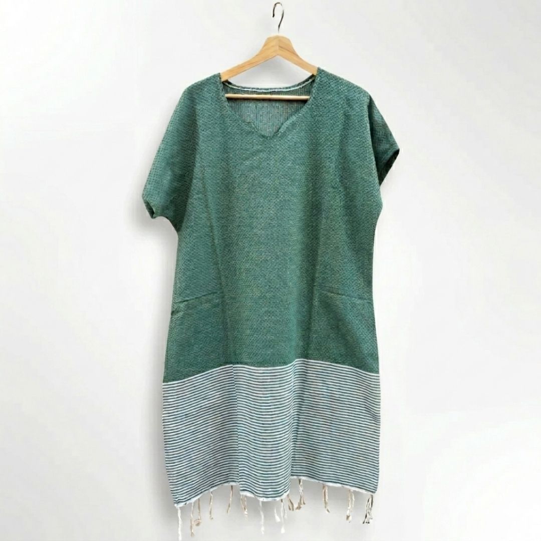 Ocean Breeze Cover-Ups Honeycomb Poncho Green