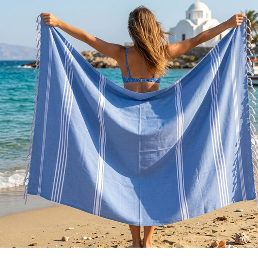 The Line Beach towel  Blue