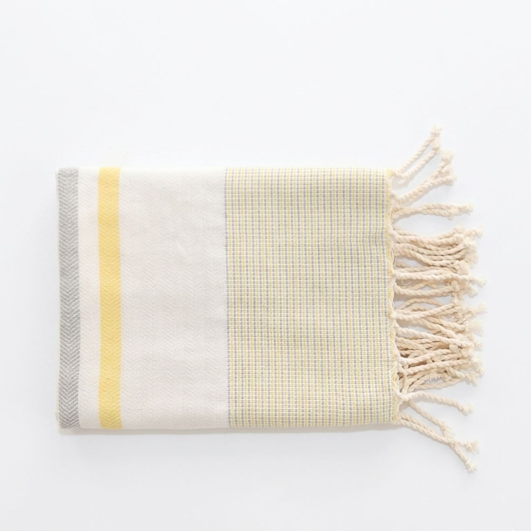 Wavelux Beach Towel Yellow Grey