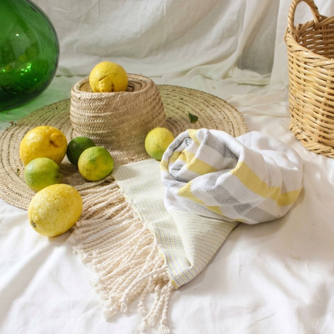 Wavelux Beach Towel Yellow Grey