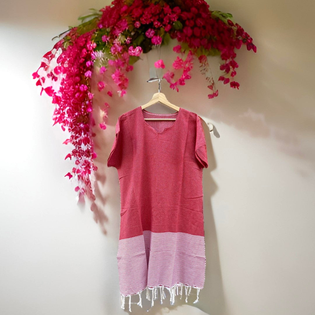 Ocean Breeze Cover-Ups Honeycomb Poncho Red